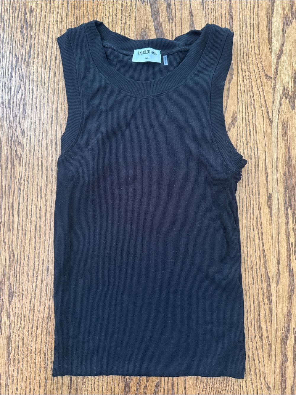 LNA Black Ribbed Tank Top